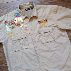 Handmade I Love Quilting Safari Shirt w/ Gardening Cat Theme Applique 3D - XL